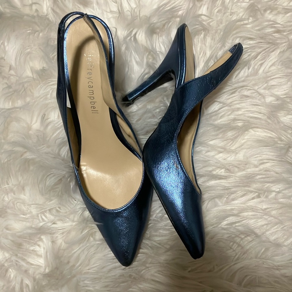 Jeffrey Cambell Sachi Metallic Blue Sling backs By Jeffrey Cambell
